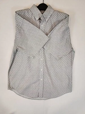 Panhandle Western Shirt Mens Size M Clovers Blue Button Down Short Sleeve Logo - Image 1 of 4