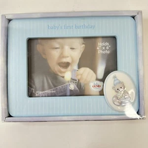 Baby Gund Nursery My First Birthday Picture Frame Boy Blue Bear Cake 4x6" Photo - Picture 1 of 4