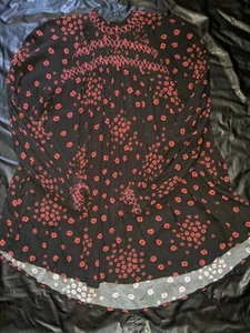 Free People Flowers In Her Hair Smock Tunika Gr. XS Oversized schwarz rot Viskose - Bild 1 von 22