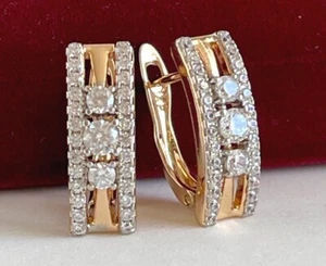 Pendientes Deluxe Circonita Criolla 750 Laminado Oro 18K Chapado en Oro 19mm Mujer - Imagen 1 de 7