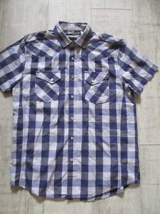 SMITH & JONES Men's Shirt MEDIUM Short Sleeved BLUE Checked IMMACULATE - Picture 1 of 3