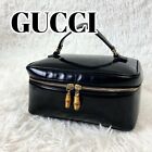 GUCCI's Bamboo's line Vanity Bag Old Vintage Handbag Black made in Italy Used