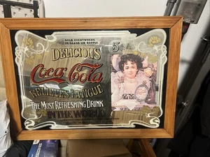 Vintage Coca-Cola Marsel 5 cent Relieves Fatigue Sign Mirror Wood 36 By 26 Inchs - Picture 1 of 3