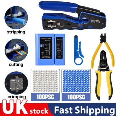RJ45 EZ Pass Through PRO Crimping Tool Crimper for RJ45 Cat5 5E Cat 6 Connector - Image 1 of 4