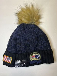 NFL New England Patriots New Era Women's Pom Knit Winter Beanie Hat Blue & Black - Picture 1 of 7