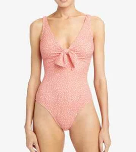 NEW ROBIN PICCONE 'Ally' Front Tie One Piece Swimsuit Size 12 Blush $168 - Picture 1 of 4