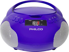 Philco Portable CD Player Boombox with Speakers and AM FM Radio | Purple Boom CD
