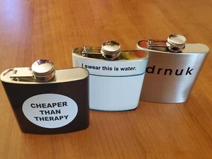 3 Stück Edelstahl Flachmann 6 Unzen Lustig Trinken  - Bild 1 von 11