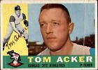 Tom Acker Signed 1960 Topps #274 Autographed A's 75437