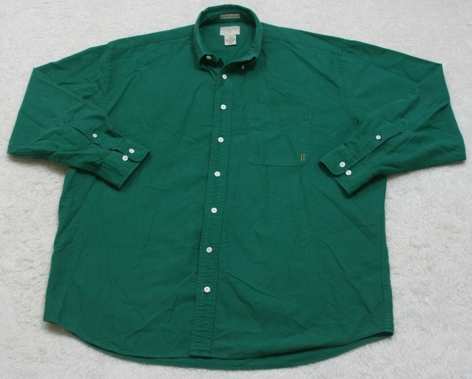 Camisa de vestir verde Haggar Clothing Co. con botones delanteros grandes lisos para hombre 1128 Foto 1 de 4