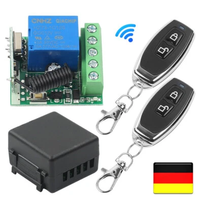 Funk Fernbedienung 12V 433MHZ Garagentor Schalter Empfänger mit 2 Handsender DE - Bild 1 von 4