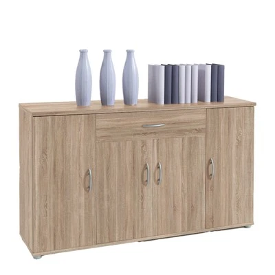 Kommode - Sonoma Eiche - 4 Türen - 118 cm Sideboard Anrichte Beistellschrank - Bild 1 von 4