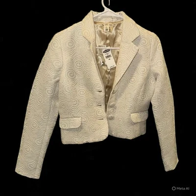 Old Navy Women's Vintage Ivory And Gold Brocade Blazer Size XS NWT - Image 1 of 4