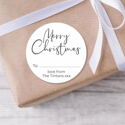 HOMEMADE 48 x PERSONALISED CHRISTMAS STICKERS - NAME LABELS - GIFT WRAPPING - PRESENTS