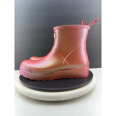 Hunter Original Play Nebula Corta Mujer Talla 10 Botas de Lluvia Rojo Coral Iridiscente Foto 1 de 4