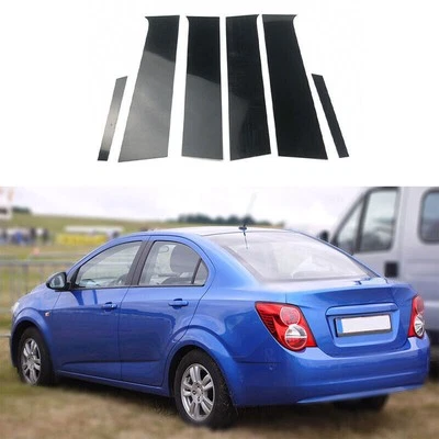 For Chevy Aveo Sedan 2011-2015 Gloss Pillar Posts Door Piano Black Trim Cover  Foto 1 de 4