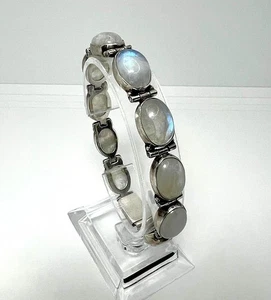 925 Silber Armband Vintage Mondstein Cabochon Schmuck Damen Sterlingsilber 19cm - Bild 1 von 6