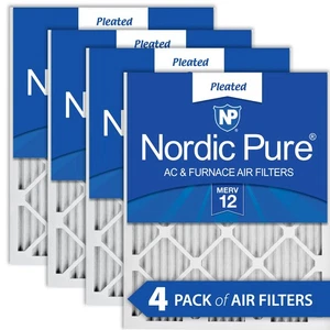 16x25x1 (15_1/2x24_1/2) Pleated MERV 12 Air Filters 4 Pack - Picture 1 of 7