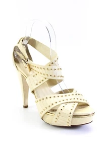 Pour la Victoire Womens Cone Heel Platform Studded Strappy Sandals White Size 8 - Picture 1 of 6