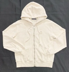 Brandy Melville Womens Full Zip Hoodie Cropped One Size Waffle Knit Sweatshirt - Picture 1 of 6