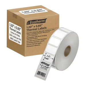 1.2" x .85" Thermal Labels | 4 Rolls | 8800 Labels | fits Zebra, Godex, Arksc... - Picture 1 of 7