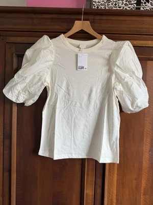 H&M Women's Cream White Puff Sleeve Top Size S BNWT - Image 1 of 4