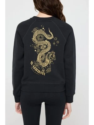 SPIRITUAL GANGSTER Gold Dragon Forever Cozy Crew Sweatshirt Size L Black - Image 1 of 4