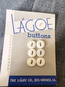 Lágoe Buttons 6 Pack White Vintage Nos Des Moines - Picture 1 of 2