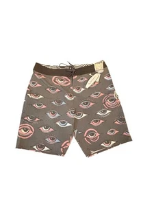 Pantaloncini Volcom Stone Board nuovi con etichette taglia 34 neri con disegno spiaggia lago nuoto - Foto 1 di 9