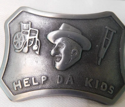 Help Da Kids Jimmy Durante Pewter Vintage Belt Buckle  - Image 1 of 4