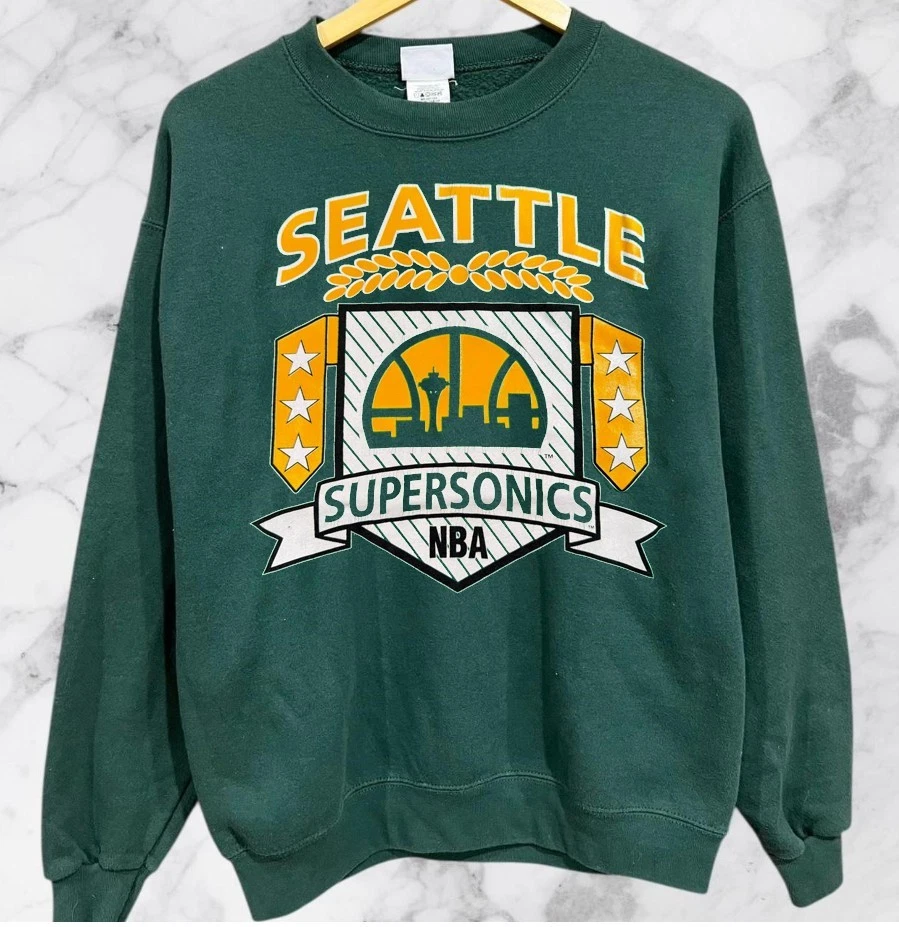 Seattle Sonics Baloncesto Campeones Logo Bosque Verde Cuello Redondo Sudadera VK05913 Foto 1 de 1