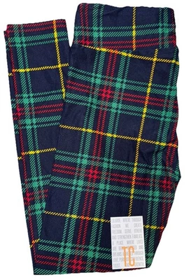 NUEVO LuLaRoe Leggings de Navidad a Cuadros Altos y Curvilíneos (12-18) Azul Marino Rojo Verde Amarillo Foto 1 de 4