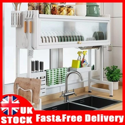 3 Tier Kitchen Over Sink Dish Rack Drying Drainer Shelf with Cover Storage Shelf - Image 1 of 4
