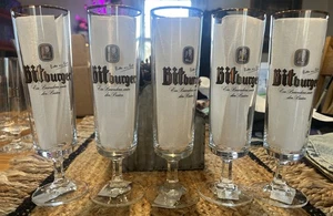 Vaso de cerveza alemán Bitburger con patas Pilsner 0,3 L 9" de alto lote 5 como se muestra - Imagen 1 de 8