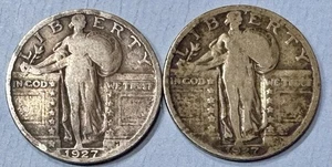 1927 & 1927-D Standing Liberty Quarters Nice Album Filler Coins 90% Silver - Picture 1 of 2
