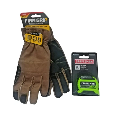Craftsman Measuring Tape 12' & Firm Grip Tough Working Gloves Large Size - Image 1 of 4
