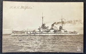 C1915 SMS Westfalen German Imperial Navy Ship RPPC Original Post Card Hamburg  - Picture 1 of 4