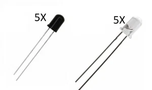 10 LED 3mm INFRARED EMITTER RECEIVER 940 nM photodiode receiver diodes - Picture 1 of 1