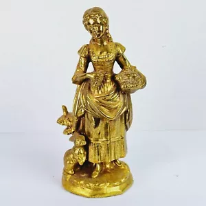 French Gilt Bronze Female Figurine Victorian Mid 19th Century Porcelain 8.5" - Picture 1 of 10