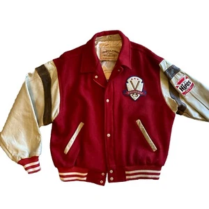Giacca vintage Louisville Slugger Cooper collezioni Varsity lana pelle noleggio taglia L - Foto 1 di 17