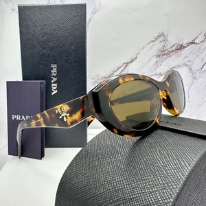PRADA Sunglasses Brown Oval Seen On Kylie Jenner Gold Symbole Cat Eye PR 26ZS - Picture 1 of 17