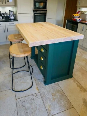 SOLID WOOD CRAFT Farmhouse Kitchen Island Breakfast Bar Butcher's Block bespoke JANUARY DELIVERY