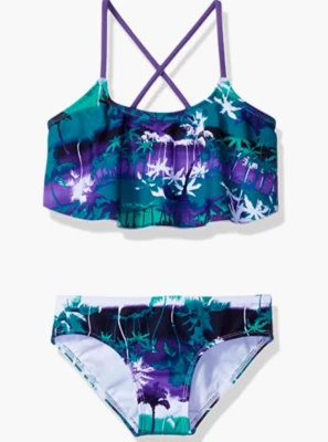 Kanu Surf Girls Alania Flounce Bikini Two Piece Swimsuit Purple Size 10 01012 - Image 1 of 2