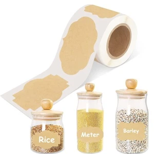 300Pcs/Roll Kraft Paper Spice Jar Label Stickers Blank DIY Bottles Sticker ~ - Picture 1 of 14