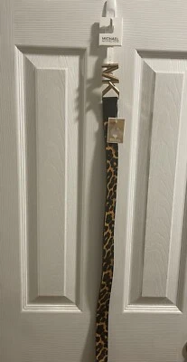MICHAEL Kors Printed Logo Buckle Closure Dyed Calf Hair Belt Women L Leopard - Image 1 of 4