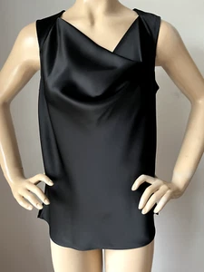 Top lavorato a maglia St John nuovo con etichette taglia XL NERO raso senza maniche - Foto 1 di 4