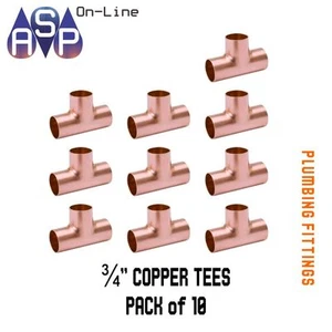 3/4' COPPER TEES PACK OF 10 - Picture 1 of 1