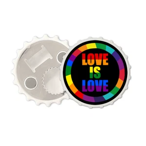 Love is love Magnetic bottle cap opener fridge magnet lgbt rainbow Gay pride - Picture 1 of 4
