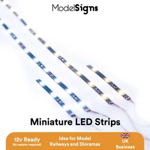 UK 12v Miniature LED Strip light for Model Railway Interior -Bright / Warm White - Picture 1 of 12