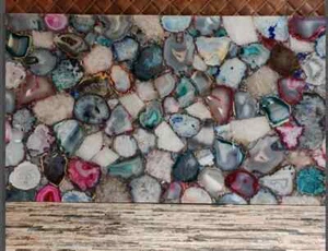 24"x12" Marble Table Top Center Coffee dining Home Decor Inlay agate antique a25 - Picture 1 of 4